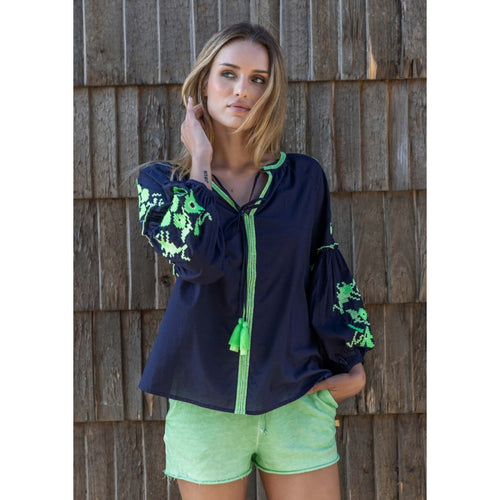 Blouse "Cyclone" navy/lime