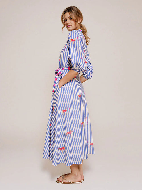 Marigold Dress "Donkey on blue Stripes"