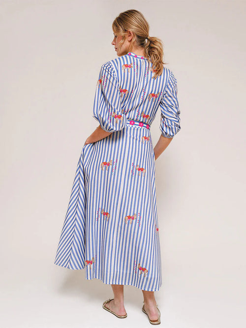 Marigold Dress "Donkey on blue Stripes"