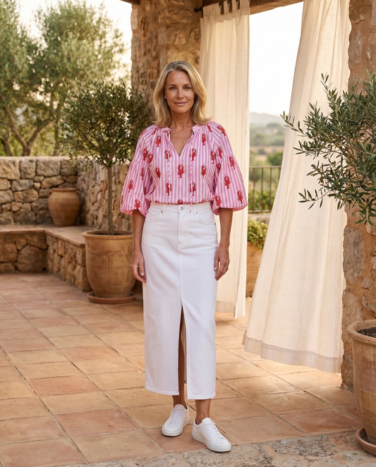 Blouse "Pink Stripes Lobster"