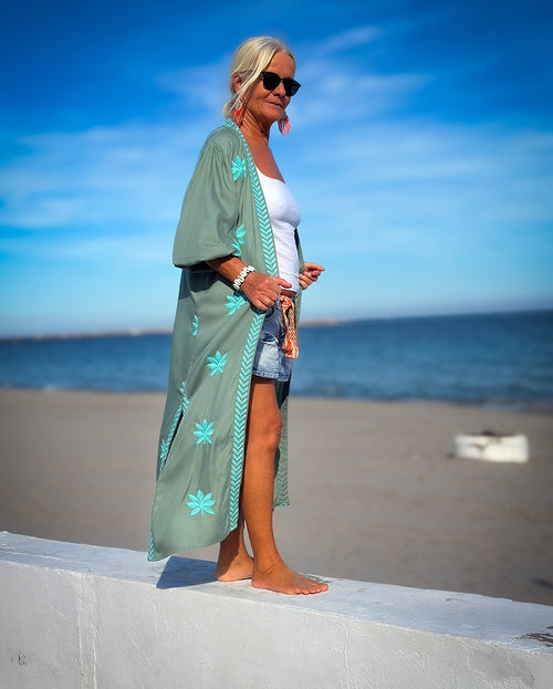 Kimono Lotus Flower khaki/aqua