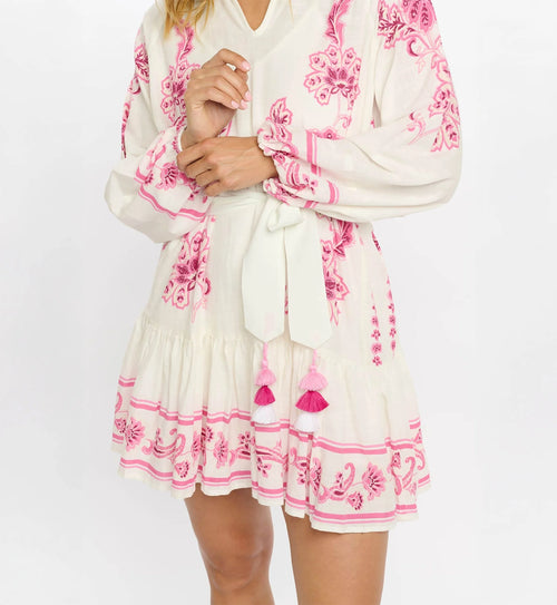 Short Dress "Anika" white/pink