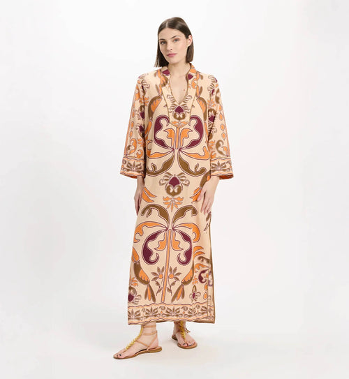 Kaftan Dress "Cruise" beige/orange/braun
