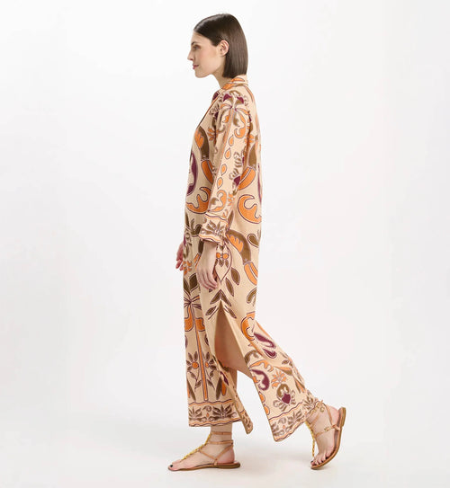 Kaftan Dress "Cruise" beige/orange/braun