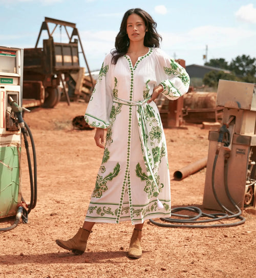 Midi Dress "Dana" white/green