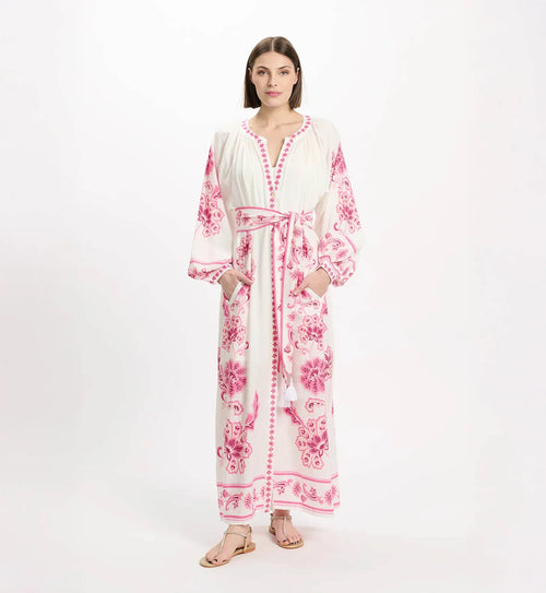 Midi Dress "Dana" white/pink