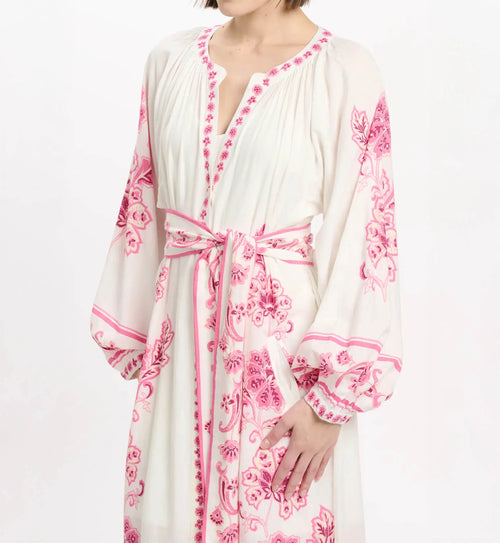 Midi Dress "Dana" white/pink