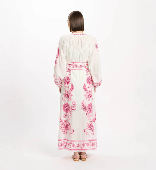 Midi Dress "Dana" white/pink