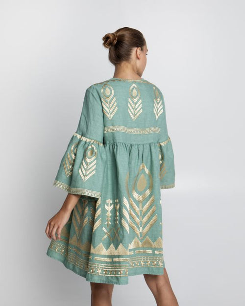 Dress Mykonos Feather short seegreen/gold
