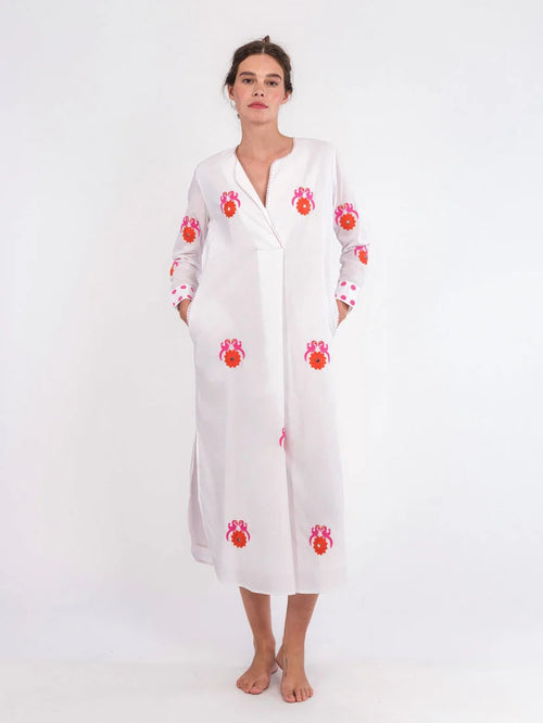 Amethyst Kaftan Gujarat Birds pink/orange