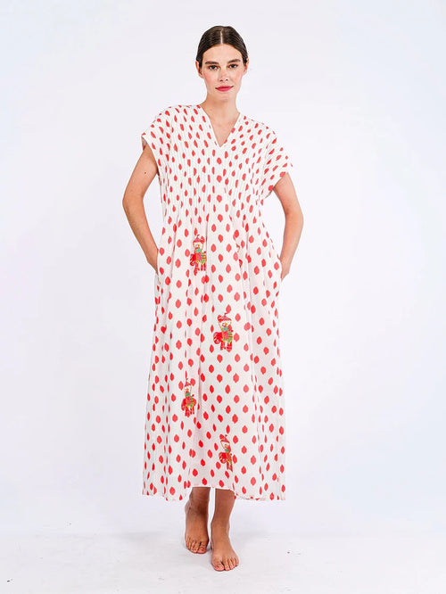 Sea Cale Dress Red Dots/Elephant