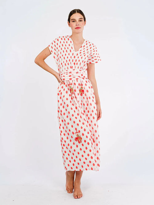 Sea Cale Dress Red Dots/Elephant