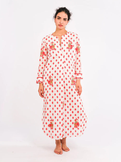 Amethyst Kaftan Dots Elephant red