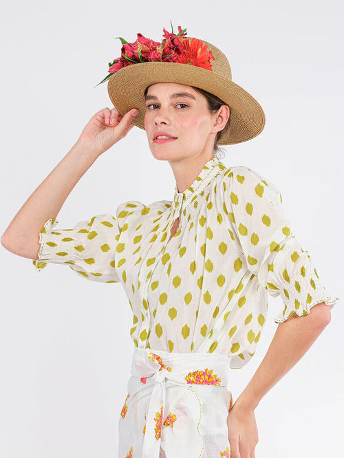 Bergamot Blouse Lime Dots