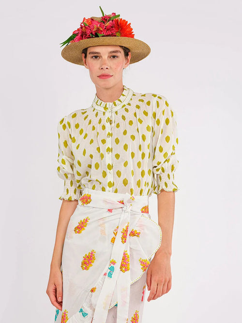 Bergamot Blouse Lime Dots