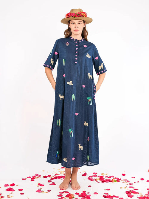 Cassia Dress Jungle navy