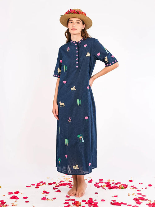 Cassia Dress Jungle navy