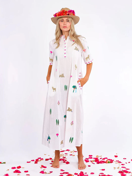 Cassia Dress Jungle white