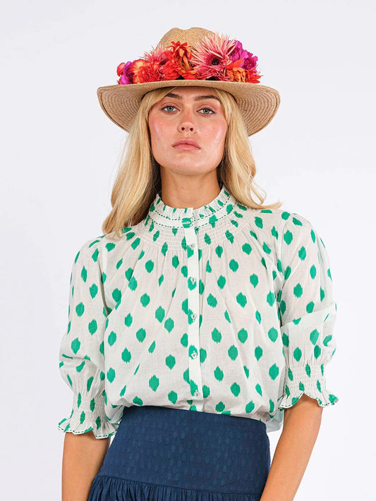 Bergamot Blouse Emerald Dots