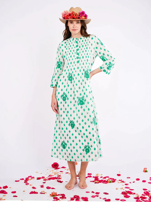 Dress Woodruff Dots emerald Birds