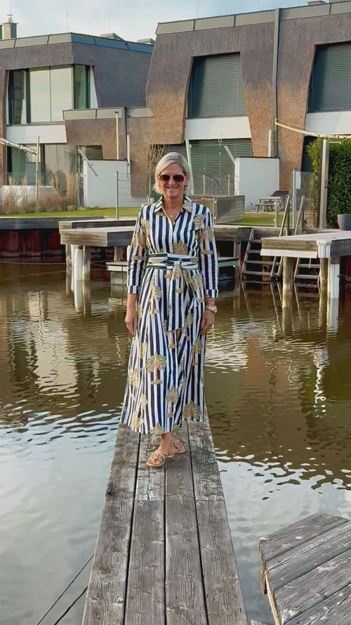 Hemdblusen Dress "Lovley" Palmtree navyblue