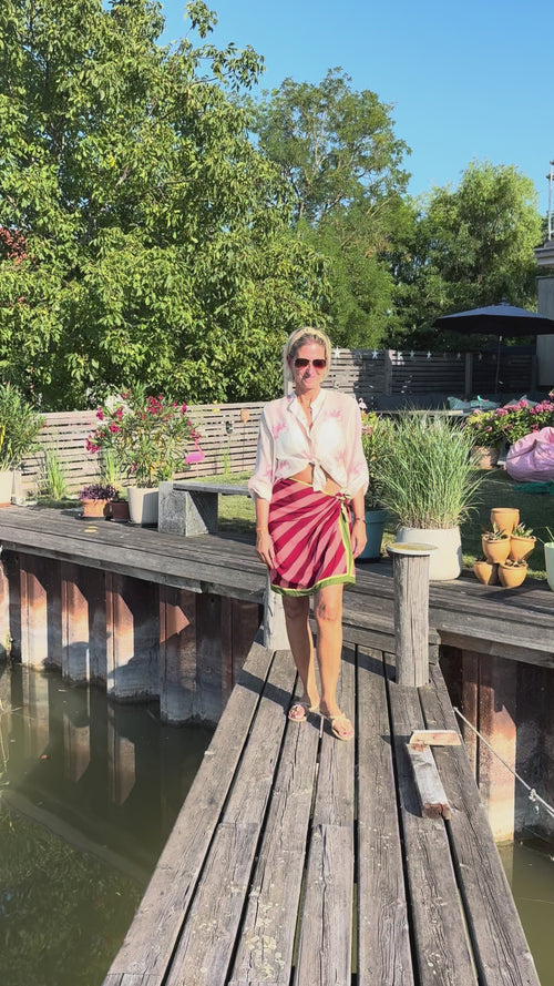 Have One Set Pareo short "Stripes" mit Blouse in white mit Leopard in soft pink
