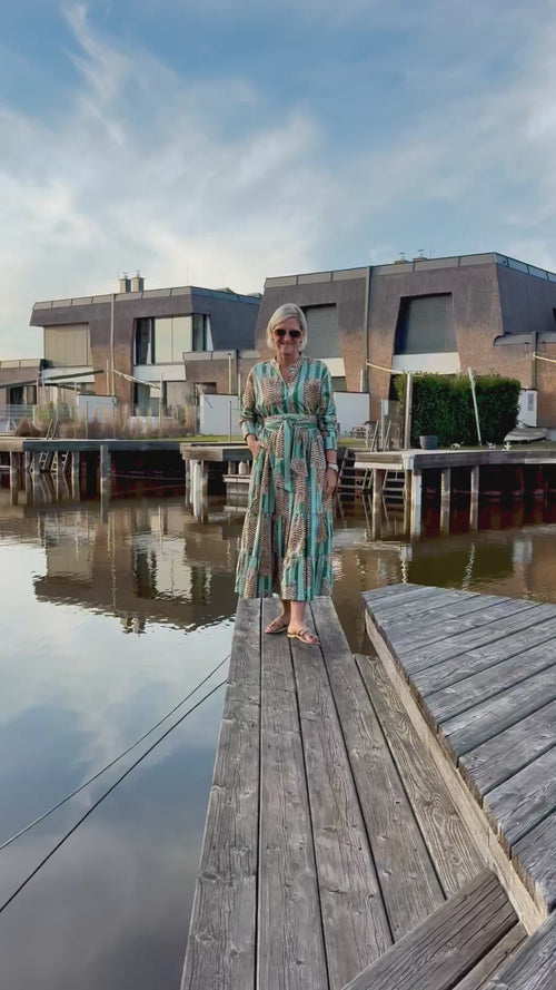 Maxi Dress "Stripes" Tiger khaki