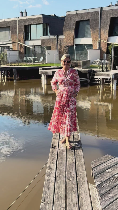 Maxi Dress "Indian Flower" coral