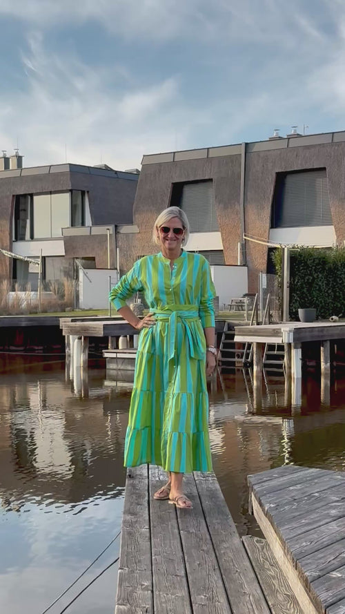 Maxi Dress "Stripes" türkis/grün