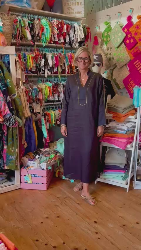 Long Kaftan Dress "Wick" black/gold