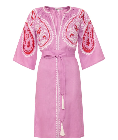 Short Linen Dress Areti Pink