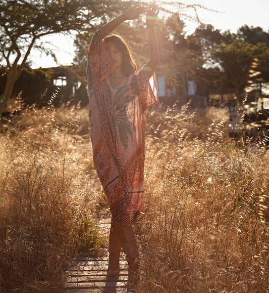 Kaftan lang "Rhoda" peach