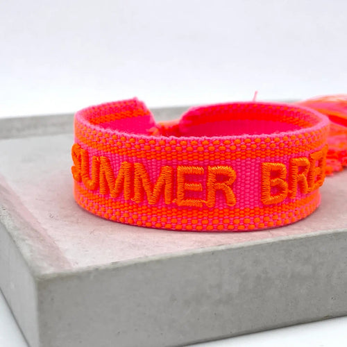 Webarmband "Summer Breeze" neon pink/neon coral