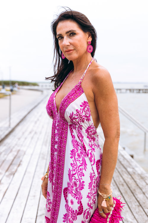 Seiden Dress Mare long Print pink