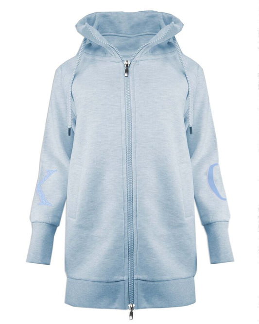 Sweatjacke long mit Stehkragen light blue